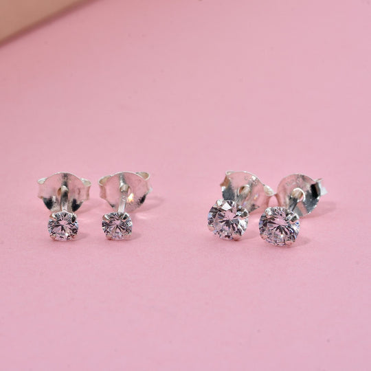 LUSTRO STELLA - 2er Set - Weißer Zirkonia Ohrringe, 925 Silber