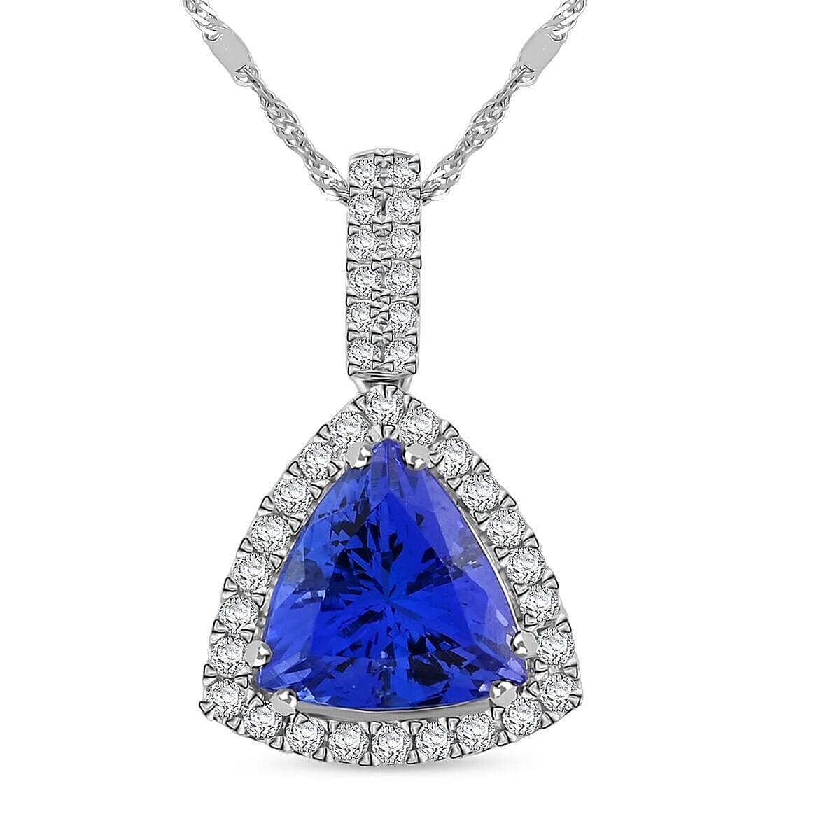 Rhapsody AAAA Tansanit, Weißer Diamant AGI zertifiziert Schmuckset 950 Platin ca. 4.05 ct