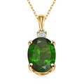 AAA Natürlicher Chromdiopsid, Weißer Diamant Anhänger mit kette ca. 45 cm, AGI zertifiziert und geprüft, 417 Gelb Gold ca. 2.65 ct