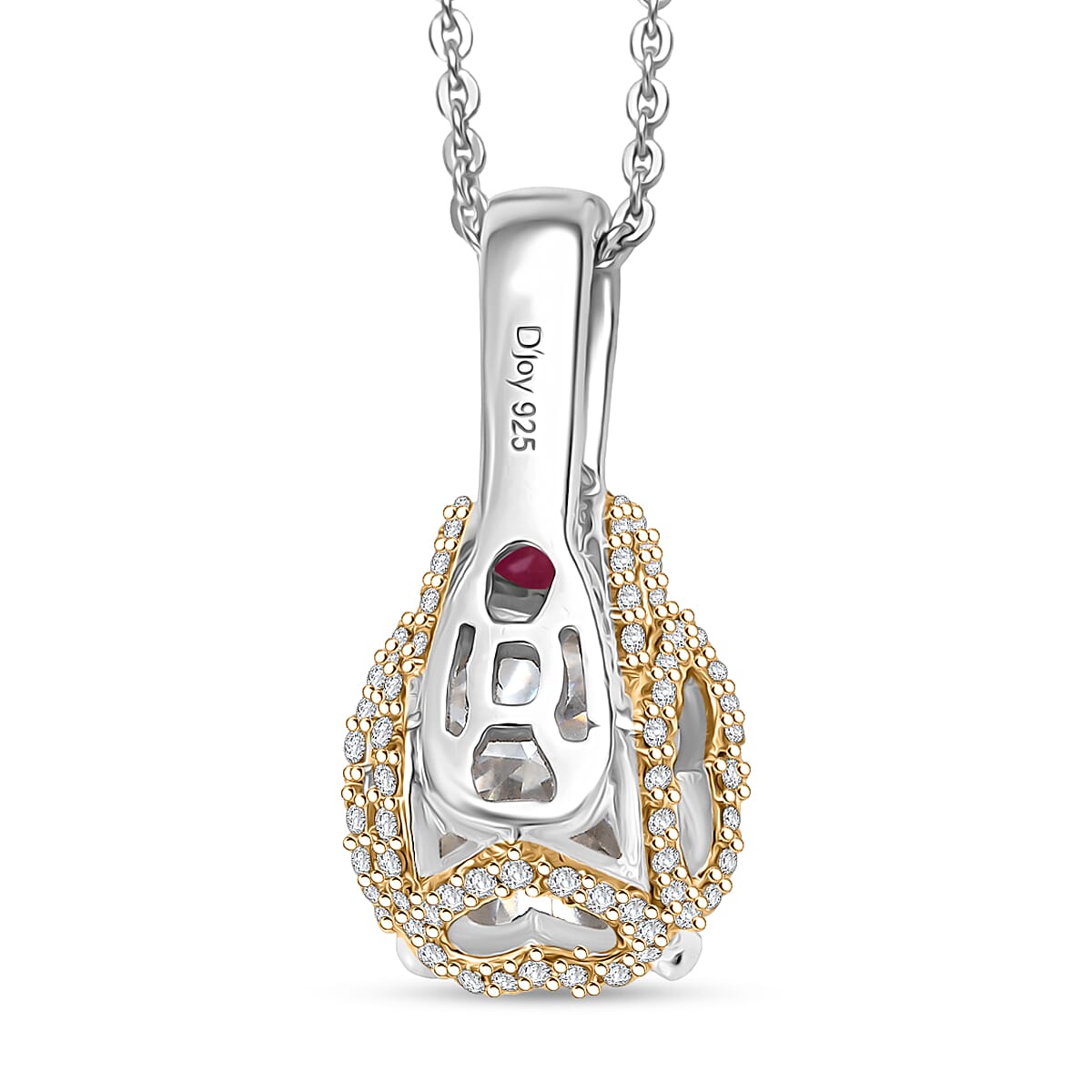 Moissanit, Niassa Rubin Schmuckset ca. 50 cm 925 Silber rhodiniert ca. 3.65 ct