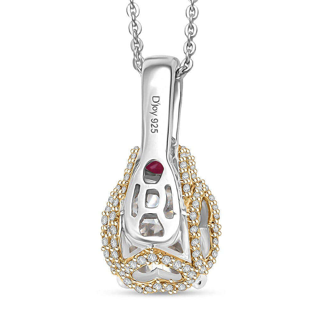 Moissanit, Niassa Rubin Schmuckset ca. 50 cm 925 Silber rhodiniert ca. 3.65 ct