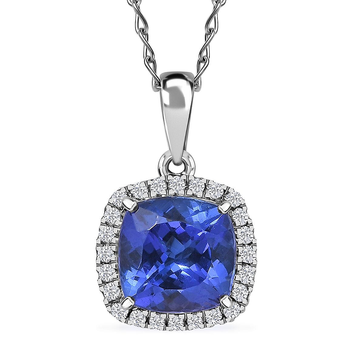 Rhapsody AAAA Tansanit, Weißer Diamant Schmuckset ca. 50 cm 950 Platin ca. 2.94 ct