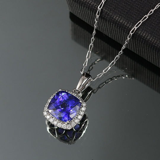 Rhapsody AAAA Tansanit, Weißer Diamant Schmuckset ca. 50 cm 950 Platin ca. 2.94 ct