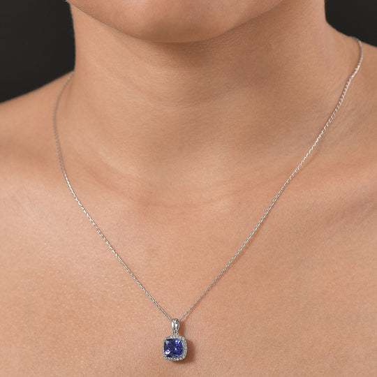 Rhapsody AAAA Tansanit, Weißer Diamant Schmuckset ca. 50 cm 950 Platin ca. 2.94 ct