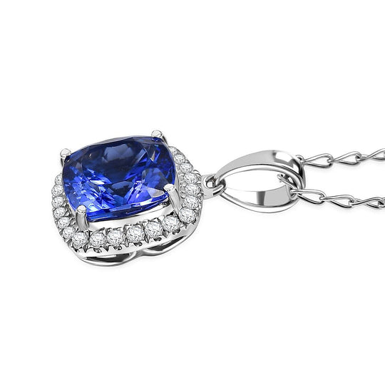 Rhapsody AAAA Tansanit, Weißer Diamant Schmuckset ca. 50 cm 950 Platin ca. 2.94 ct