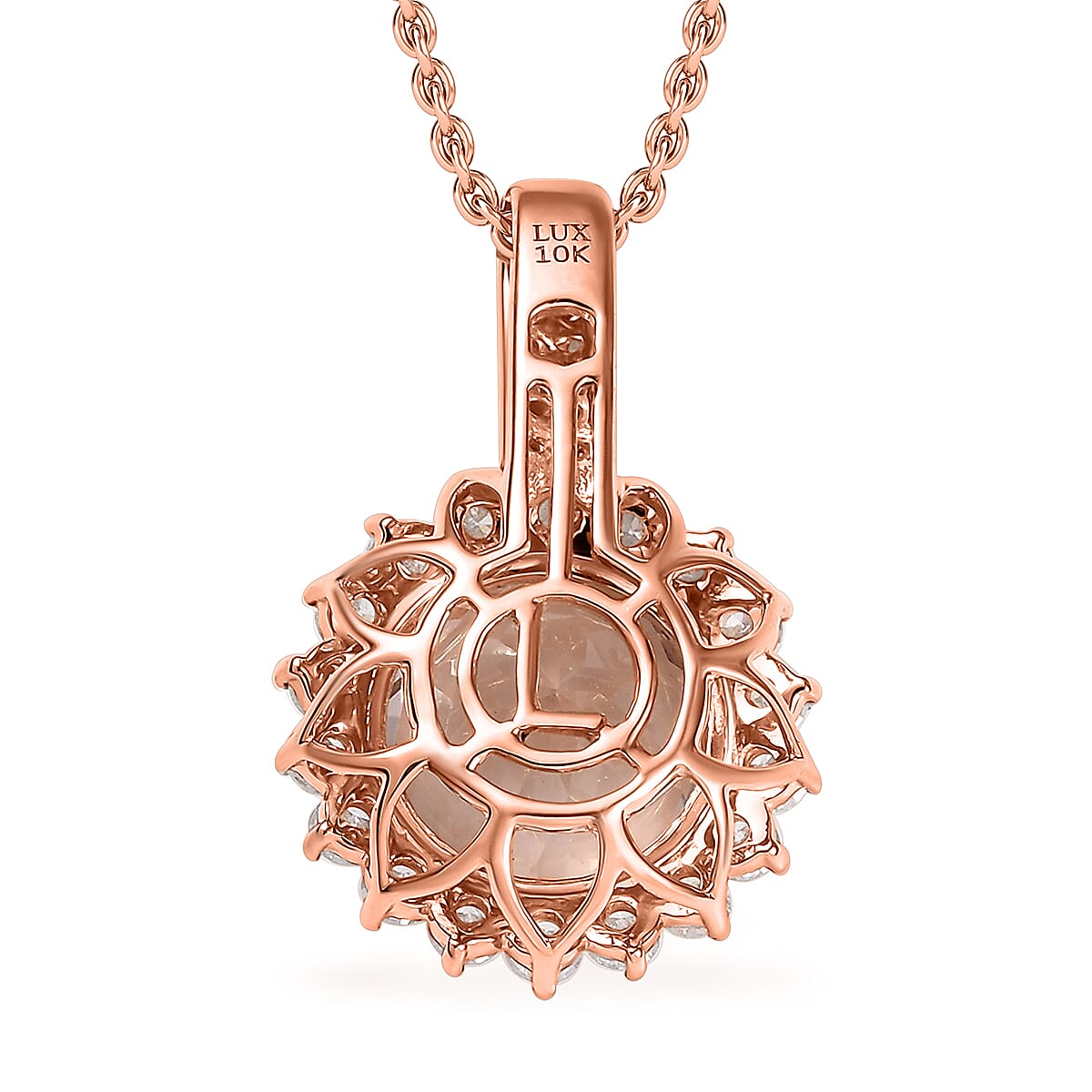 LUXORO AAA Morganit, Weißer Diamant AGI zertifiziert Schmuckset ca. 50 cm 417 Gold ca. 4.24 ct