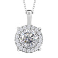 Moissanit Anhänger mit 50cm Kette, 925 Silber rhodiniert - 2 ct.