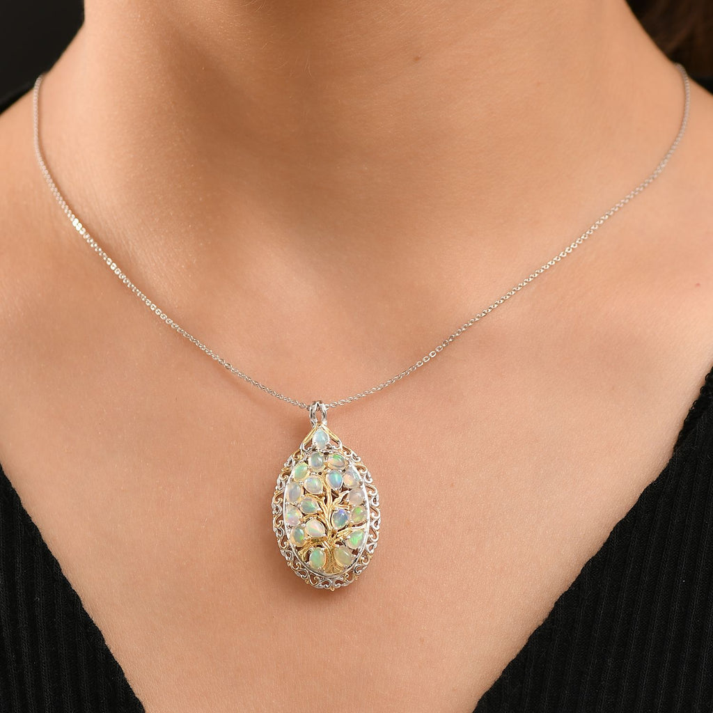 AA Natürlicher, äthiopischer Welo Opal Schmuckset 925 Silber rhodiniert ca. 2,07 ct.