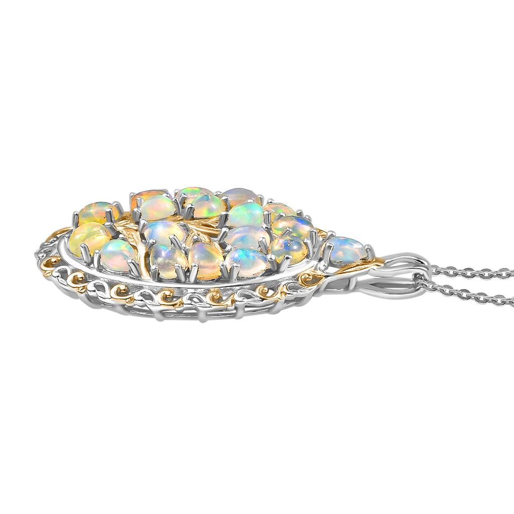 AA Natürlicher, äthiopischer Welo Opal Schmuckset 925 Silber rhodiniert ca. 2,07 ct.