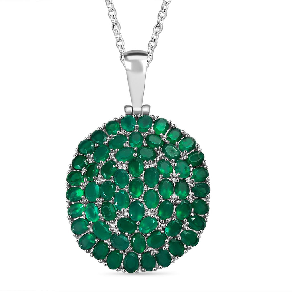 Verde Onyx Anhänger mit Kette, 316L Edelstahl ca. 9.44 ct