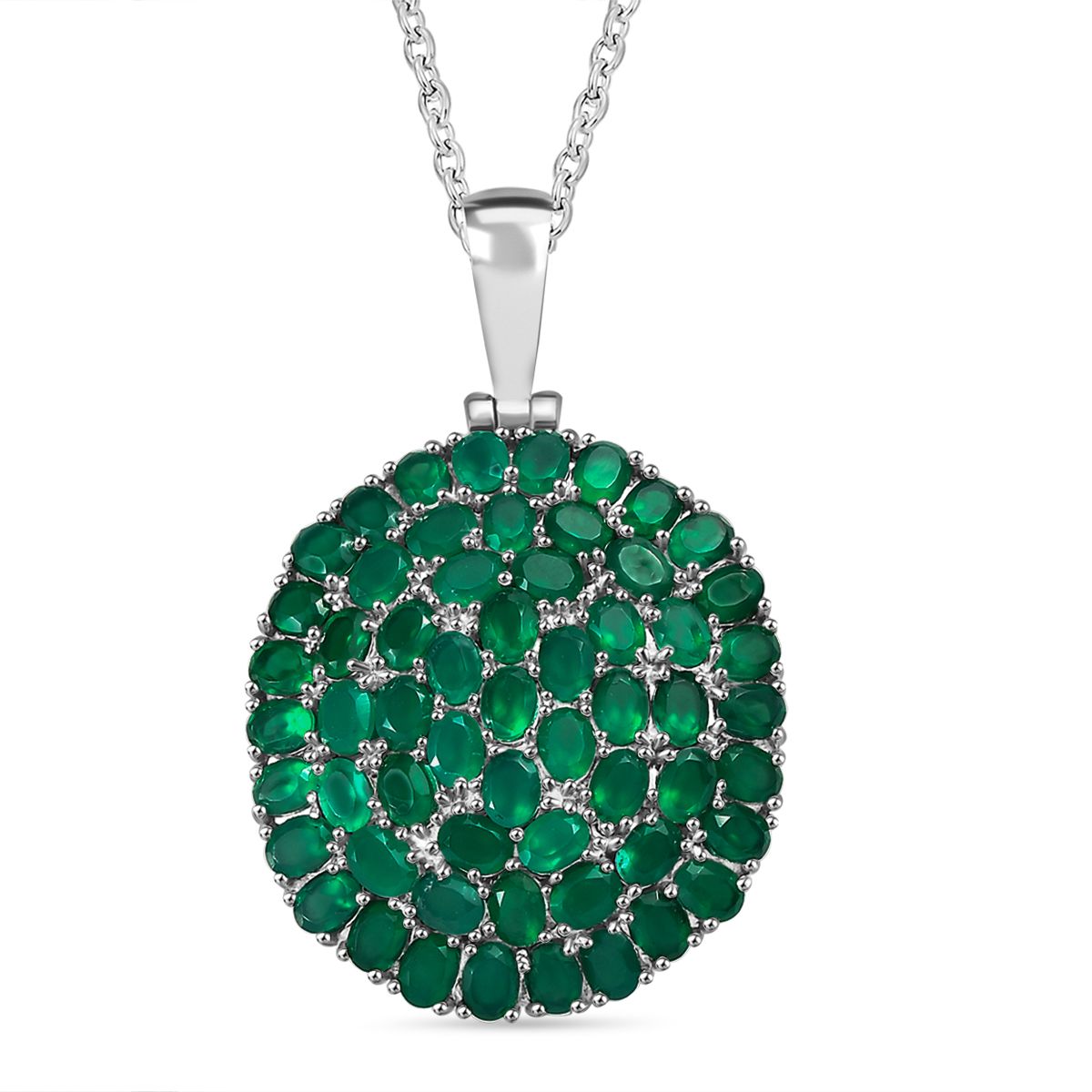 Verde Onyx Anhänger mit Kette, 316L Edelstahl ca. 9.44 ct
