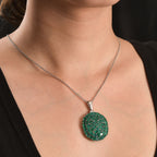 Verde Onyx Anhänger mit Kette, 316L Edelstahl ca. 9.44 ct