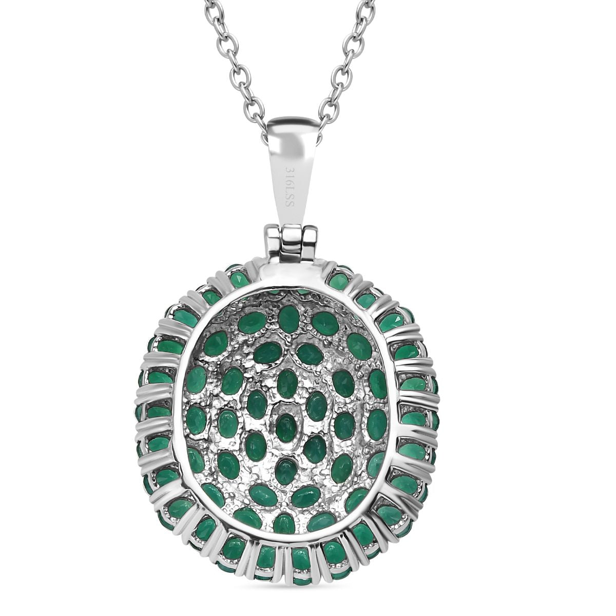 Verde Onyx Anhänger mit Kette, 316L Edelstahl ca. 9.44 ct