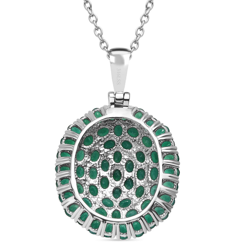 Verde Onyx Anhänger mit Kette, 316L Edelstahl ca. 9.44 ct