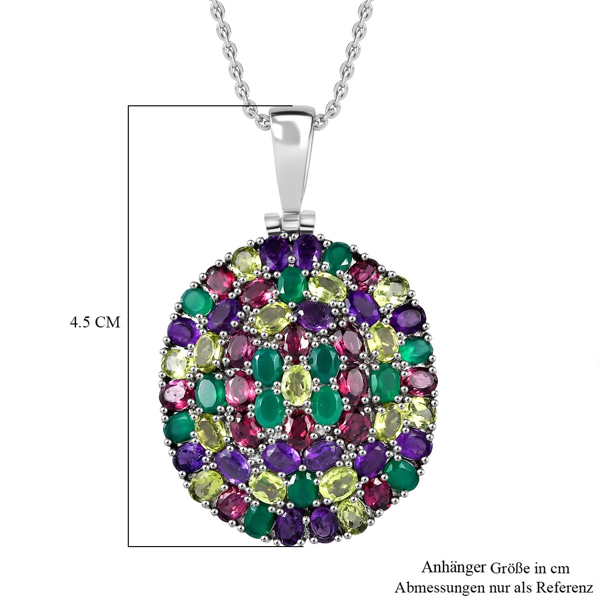 Rhodolith Granat, Afrikanischer Amethyst Anhänger mit Kette, Edelstahl ca. 9.44 ct