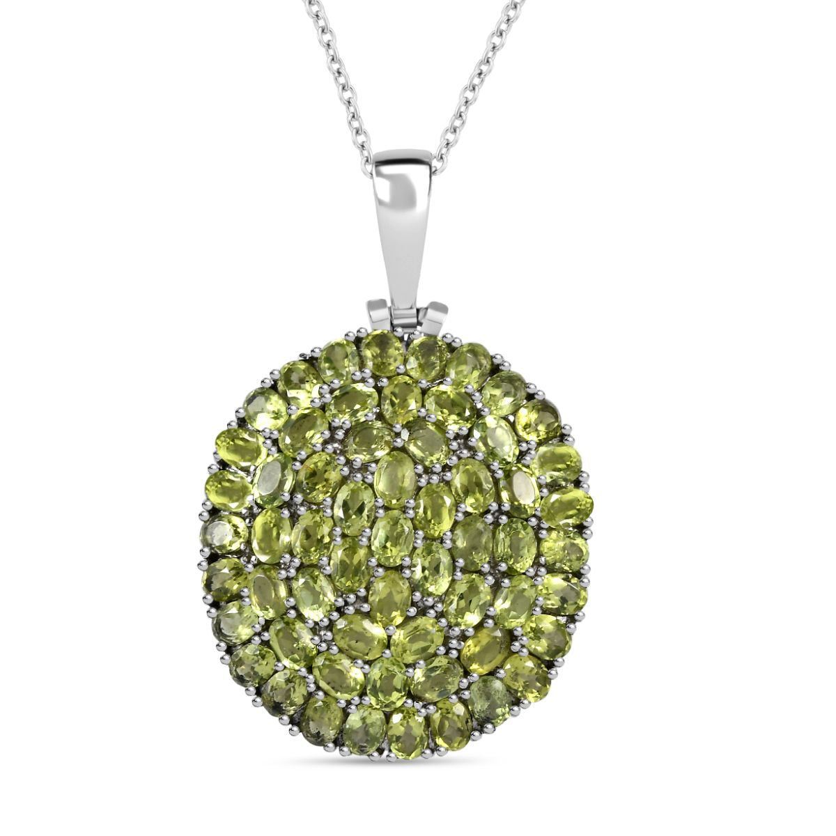 Natürlicher Peridot Anhänger mit Kette ca. 50 cm, 316L Edelstahl ca. 9.44 ct