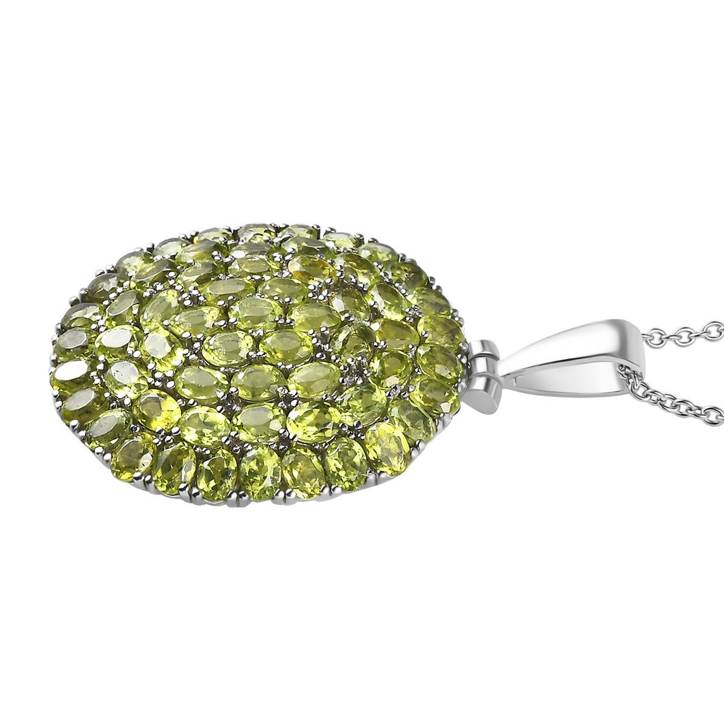 Natürlicher Peridot Anhänger mit Kette ca. 50 cm, 316L Edelstahl ca. 9.44 ct
