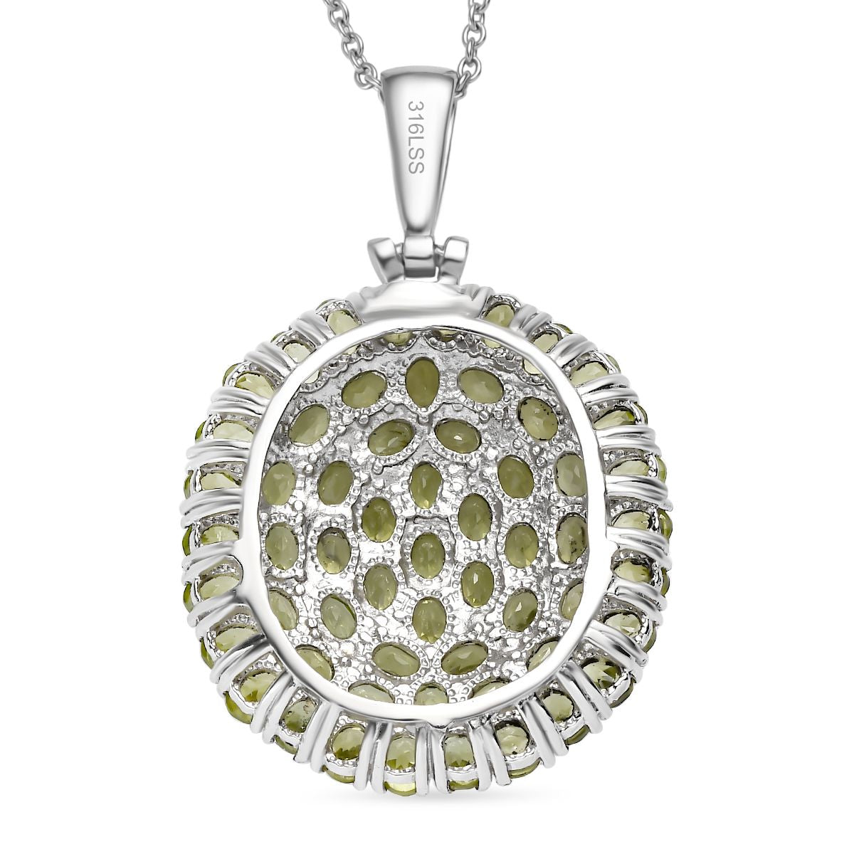 Natürlicher Peridot Anhänger mit Kette ca. 50 cm, 316L Edelstahl ca. 9.44 ct