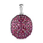 Rhodolith Granat Anhänger mit Kette, Edelstahl ca. 9.44 ct