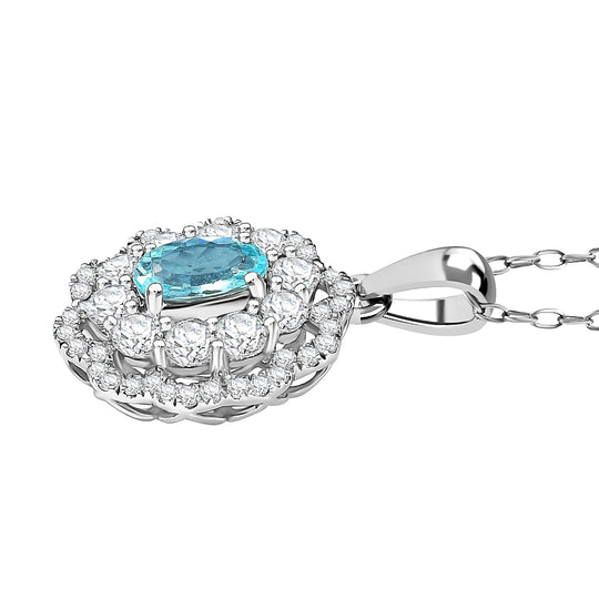 AAAA Paraiba Turmalin, Weißer Diamant AGI zertifiziert Schmuckset ca. 50 cm 950 Platin ca. 2.08 ct