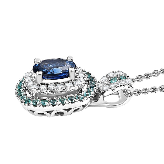 AAAA Ceylon-Saphir, Paraiba Turmalin AGI zertifiziert Schmuckset ca. 50 cm 950 Platin ca. 2.06 ct