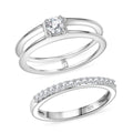2er Set - Moissanit Ring, 925 Silber rhodiniert (Größe 20.00) ca. 0.48 ct