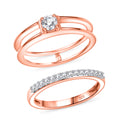 2er Set - Moissanit Ring, 925 Silber, Größe (17.00), 750 rosévergoldet ca. 0.48 ct