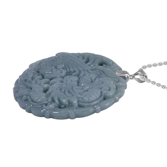 Natürlicher Olmek Jadeit Anhänger mit Kette ca. 50 cm, 925 Silber rhodiniert ca. 110.00 ct