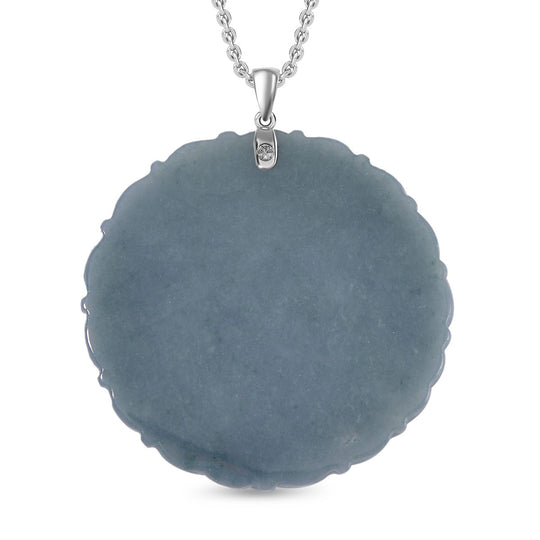 Natürlicher Olmek Jadeit Anhänger mit Kette ca. 50 cm, 925 Silber rhodiniert ca. 110.00 ct