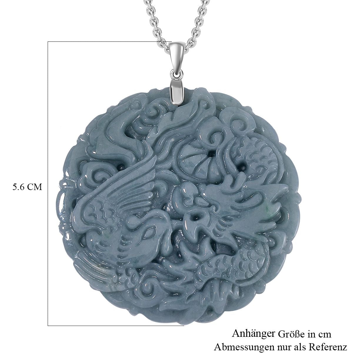 Natürlicher Olmek Jadeit Anhänger mit Kette ca. 50 cm, 925 Silber rhodiniert ca. 110.00 ct