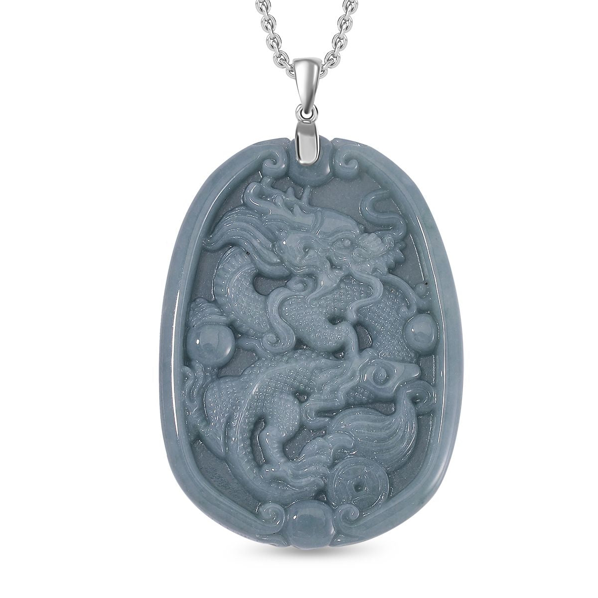 Natürlicher Olmek Jadeit Anhänger mit Kette ca. 50 cm, 925 Silber rhodiniert ca. 105.00 ct