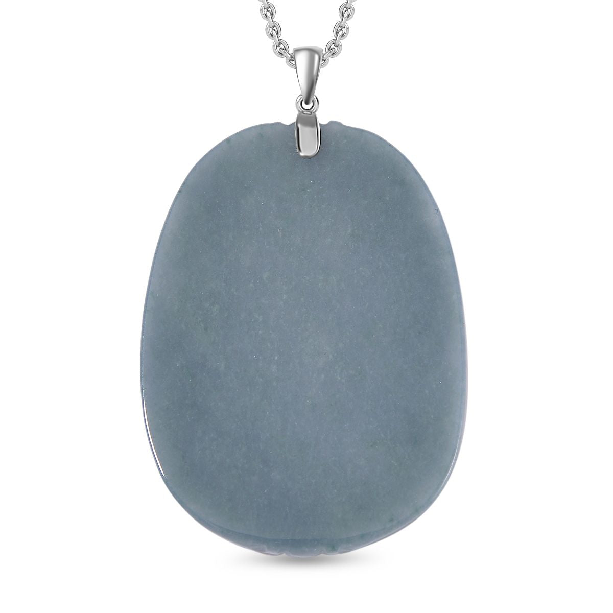 Natürlicher Olmek Jadeit Anhänger mit Kette ca. 50 cm, 925 Silber rhodiniert ca. 105.00 ct