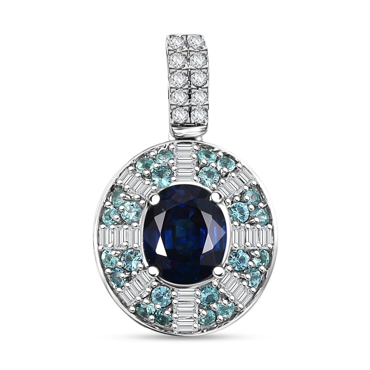 Rhapsody AAAA Ceylon-Saphir, Paraiba Turmalin AGI zertifiziert Schmuckset ca. 50 cm 950 Platin ca. 1.91 ct