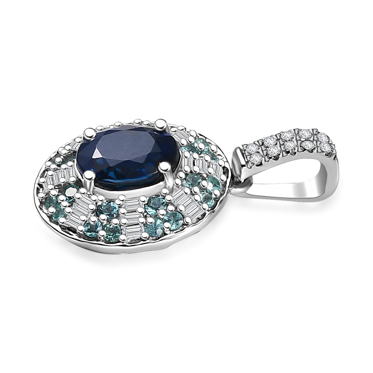 Rhapsody AAAA Ceylon-Saphir, Paraiba Turmalin AGI zertifiziert Schmuckset ca. 50 cm 950 Platin ca. 1.91 ct