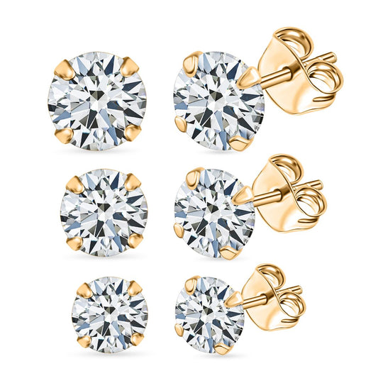 Lustro Stella AA Weißer Zirkonia Schmuckset 925 Silber vergoldet