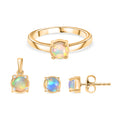 3er Set - AA Natürlicher, äthiopischer Welo Opal Anhänger, Ohrringe und Ring, Größe (19.00), ca. 1.24 ct