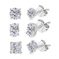 3er Set Moissanit Ohrstecker, 925 Silber rhodiniert ca. 2,82 ct.