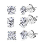 3er Set Moissanit Ohrstecker, 925 Silber rhodiniert ca. 2,82 ct.