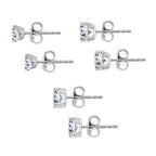 3er Set Moissanit Ohrstecker, 925 Silber rhodiniert ca. 2,82 ct.