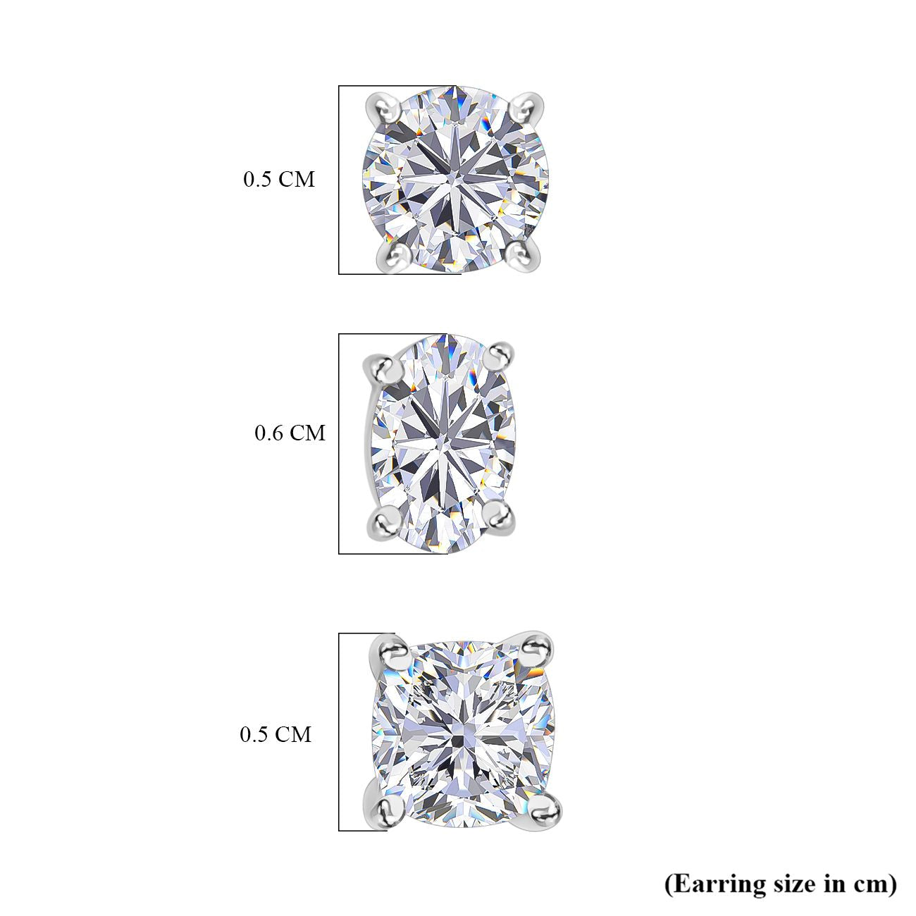 3er Set Moissanit Ohrstecker, 925 Silber rhodiniert ca. 2,82 ct.