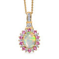 AA natürlicher, äthiopischer Welo Opal, Rosa Turmalin und Moissanit Anhänger mit 50cm Kette - 1,73 ct.