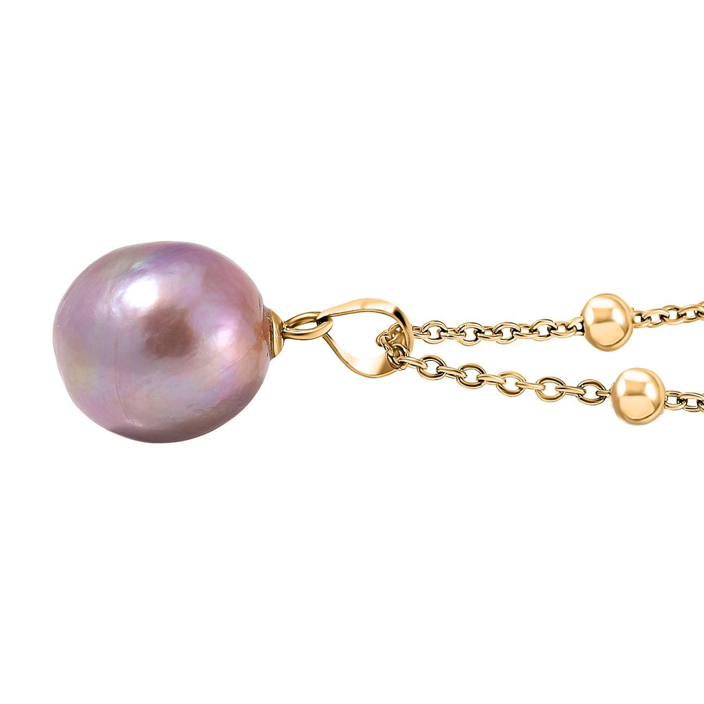 Edison Tropfen Perle Anhänger mit Kette, (ca. 10x15mm), Reiner Edelstahl, vergoldet