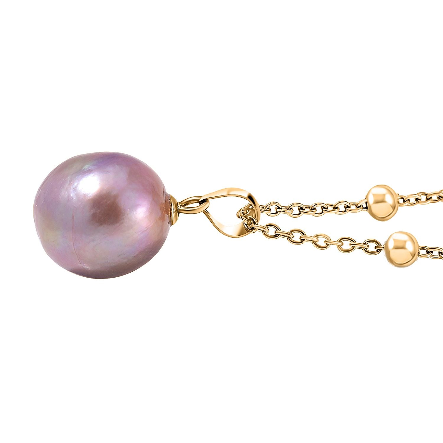 Edison Tropfen Perle Anhänger mit Kette, (ca. 10x15mm), Reiner Edelstahl, vergoldet