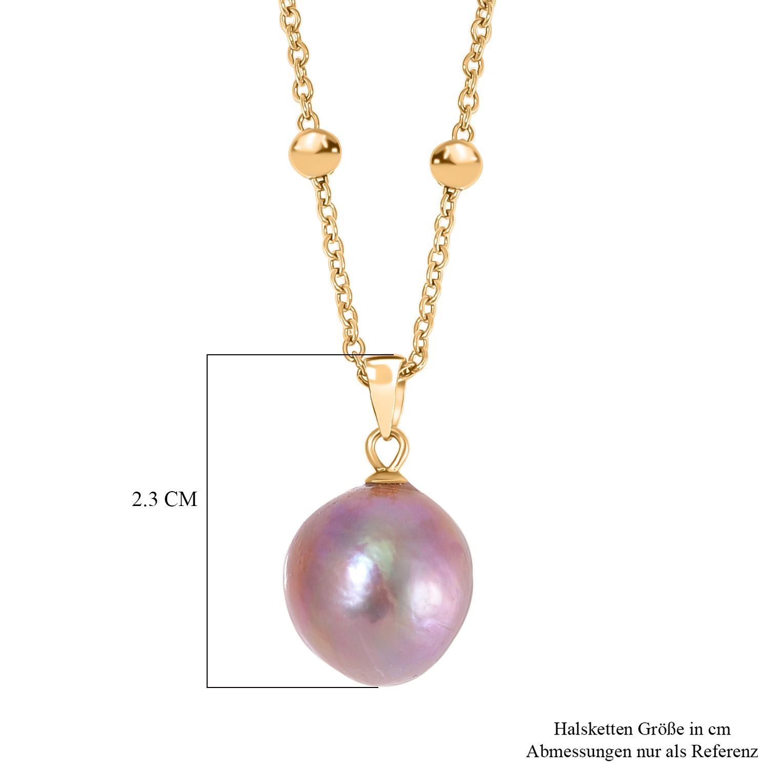 Edison Tropfen Perle Anhänger mit Kette, (ca. 10x15mm), Reiner Edelstahl, vergoldet