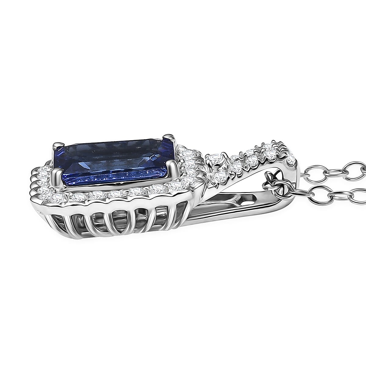 Rhapsody AAAA Tansanit, Weißer Diamant VS-EF AGI zertifiziert und geprüft Anhänger mit Kette ca. 50 cm 950 Platin ca. 2,75 ct.