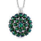 Simuliertes schwarzer Opal Anhänger mit Kette ca. 50 cm + 5 cm Extender, 316L Edelstahl