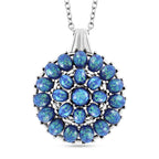 Simuliertes Blauer Opal Anhänger mit Kette ca. 50 cm + 5 cm Extender, 316L Edelstahl