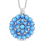 Simuliertes Hellblaues Opal Anhänger mit Kette ca. 50 cm + 5 cm Extender, 316L Edelstahl