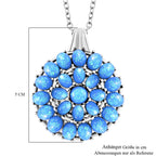 Simuliertes Hellblaues Opal Anhänger mit Kette ca. 50 cm + 5 cm Extender, 316L Edelstahl