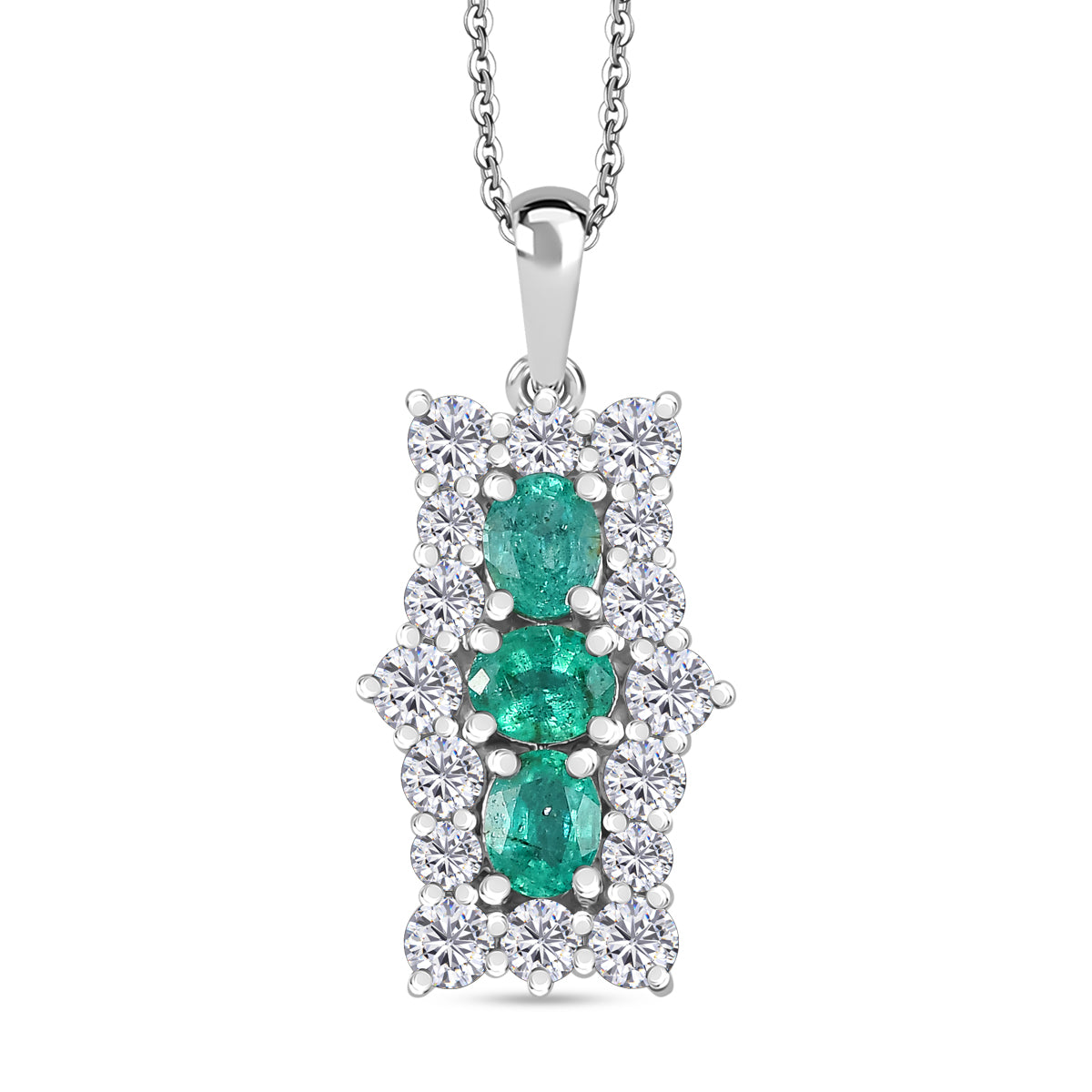 AAA Smaragd, Moissanit Schmuckset 925 Silber rhodiniert ca. 2,47 ct.